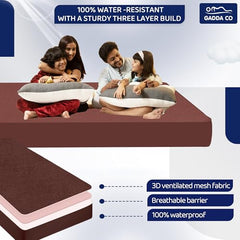 GADDA CO 100% Waterproof Premium Cotton Feel Mattress Protector King Size 78x72 Inch|Ultra Soft Breathable & Fitted Bed Protector Terry Cover Double Bed (6.5x6 feet, Fits 10 Inches, Grey)