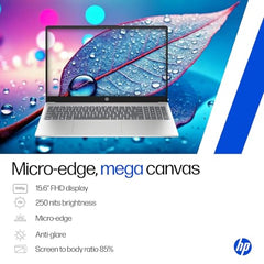 HP 15 Smartchoice, AMD Ryzen 3 7320U (8GB LPDDR5, 512GB SSD) FHD, Anti-Glare, Micro-Edge, 15.6''/39.6cm, Win11, M365 Basic(1yr)* Office24, Silver, 1.59kg, fc0500AU, FHD Camera w/Privacy Shutter Laptop
