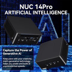 Intel NUC 14 Pro，for ASUS NUC 14 Pro NUC14RVH Revel Canyon AI Mini PC,Core Ultra 5 125H, Intel Arc GPU,AI Ready,32GB DDR5, 512GB SSD, Win 11 Pro, 8K/4K Quad Display/BT 5.3/WiFi 6E/Thunderbolt 4