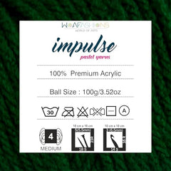 WOAFASHIONS - World of Arts Impulse Hand Knitting & Crochet Yarn, Premium Acrylic, 4 : Medium (Anchor Grey) (100gms / 3.5oz / 200mtr / 218yds)