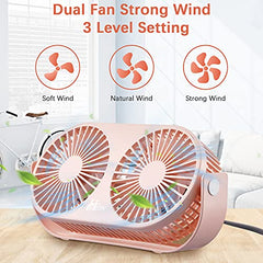 Hoteon Table Fan, USB High Speed Desk Fan with Dual Modes, 3 Speeds, Gray