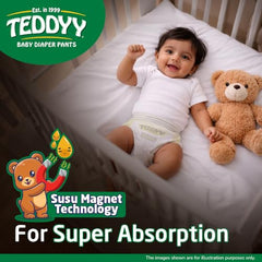 TEDDYY Easy Baby M Size Diaper Tape Style |126 Count (Medium) | 6-11 kgs (Pack of 2) | Quick Absorbency | Extra Super Soft | Anti - Bacterial | Wetness Indicator with Adjustable Grip Tapes