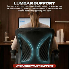 DROGO Comfortwing Premium Ergonomic Office Chair for Work from Home, High Back Computer Chair with Breathable Mesh, Armrest, Adjustable Seat, Rocking & Winged Back | Mesh Chair for Office (White/Blue)