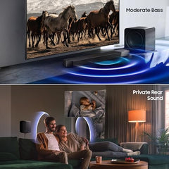 Samsung 320 W True 3.1.2ch Soundbar with Dolby Audio | Q-Symphony | Center, Up-Firing Speakers | HDMI eARC | Optical in | Bluetooth 5.3 | Wireless Subwoofer (HW-Q600H/XL, Titan Black)
