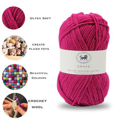 Nestnhaven Acrowools Graze Hand Knitting and Crochet Yarn. Pack of 1 Ball - 100gms. Shade no - NNHG001 (Berry Purple)