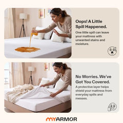 MY ARMOR Waterproof Mattress Protector King Size, 78x72, 6.5x6 feet, Double Bed Protector Sheet Cover, Breathable and Hypoallergenic Ultra Soft Fitted Terry Cotton Feel Fabric, Elastic Skirting, Grey