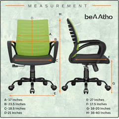 beAAtho® Verona Mesh Mid Back Ergonomic Office Chair with 3 Years Limited Warranty - Adjustable Height, Strong Metal Base, Revolving Study & Computer Chair for Work from Home (Grey)