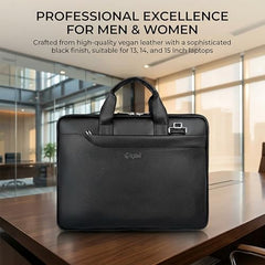 EXIM Prime Laptop Bag for Men Office Use| Office Bag for Men| Vegan Leather Laptop Messenger Bag| Fits Up to 13 to 14 Inch Laptop| Business Briefcase with Handle and Shoulder Strap (Shaded Brown)