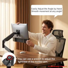 ERGOMAKER Gas Spring Single Monitor Arm for Screen up 13" to 32"