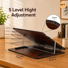 Premium Foldable Laptop Table with Adjustable Angle for Home, Study & Office Use (White, 15x21, Wooden)