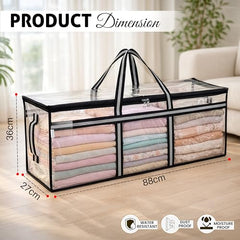 Storite Jumbo Super-Size 81 L Canvas Moisture Proof Heavy Duty Storage Bag | for Toys/Stationery/Blankets/Clothes/Moving Bags MultiPurpose With Strong Reinforced Handles Rectangular Cream (87x26x36 cm)