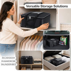 Storite 2 Pack Moisture Proof Nylon Underbed Storage Bag For Clothes Large | (54 x 46 x 28 cm) - BlackRed, Rectangular