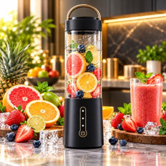 Juicer for Home ^ Lacossi Juicer Mixer Grinder with 1500mAh Battery, 6 Blades 3Gears Fast Blending, 2-Jar Capacity (400ml*2) | 40 Watts Bullet Rechargeable Portable Personal Juicer