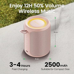Deeyaple Portable Bluetooth Speaker, IP67 Waterproof Mini Bluetooth Speaker Wireless V5.3 with Stereo Sound,All Day,TWS Pairing,LED Light,Gift for him/her (Red)