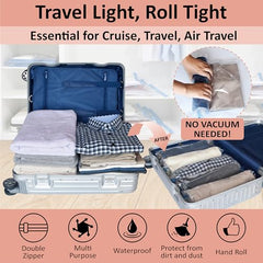 16 Travel Compression Bags Vacuum Packing, Roll Up Travel Space Saver Bags for Luggage, Cruise Ship Essentials (6 Large Roll/6 Medium Roll/4 Small Roll)