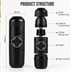 Portable Manual Espresso Coffee Maker, Compatible with Fliter Coffee Powder or Capsule for Home, Office, Camping & Travel, 1 Cup