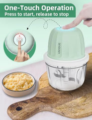 UN1QUE 350ML Rechargeable Mini Electric Chopper for Kicthen Use | One-Touch Operation | 304 Stainless Steel Blades | Chopper Electric for Chop, Mince, Puree, Whisk, Grind