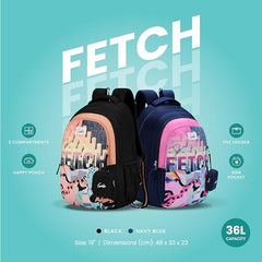 Genie Elsie School Backpack For Girls |19 In-36 Ltr with Laptop Sleeve, Rain Cover and Three Compartments with Padded Shoulders |Best for Books,Stationery,Lunch Box & Essentials - Lavendar,Multicolor