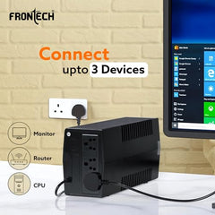 FRONTECH UPS Force Static Converter - 600VA/360W | 12V/7Ah Lead Acid Battery, Maintenance Free Battery, LED Indicator, Power Backup & Protection for Home/Office PC and Desktop (2569 - Black)