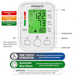 Apposite Blood Pressure Monitor, Upper Arm Cuff, Lcd Display
