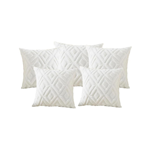 MOMISY Corduroy Cushion Throw Pillow Covers, Diamond, 45 x 45 cm, 18 x 18 inch (5, White5)