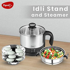 Pigeon Kessel Multipurpose Kettle (12173) 1.2 litres with Stainless Steel Body, used for boiling Water and milk, Tea, Coffee, Oats, Noodles, Soup etc. 600 Watt (Black & Silver)