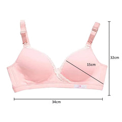 MOMISY Women's Top Open Maternity Nursing Bra Wire Free Lace Cotton Closure Breastfeeding Pregnancy Bra (Pink, 34B)