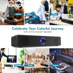 FRONTECH 1.0 USB Powered Multimedia Speakers with RGB Lights, 10W Output Power, AUX/USB Connectivity, for Laptop, PC, Mobile, Volume Control (SPK-0008, Black)