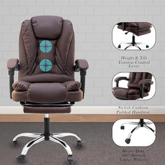 Casa Haus Italia Premium Leatherette Office Chair for Work | Boss Chair, Ergonomic Executive, Luxurious Cushioned Arms & Seat, 2 Point Back Massager, Heavy Duty Metal Base (Burgundy)
