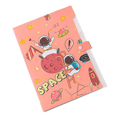 SYGA Cartoon Astronaut 6-Gate File Folder for A4 Student Exam Paper Organizing and Storage(Pink)