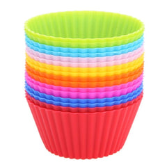 SYGA Set of 12 Round Shape Silicone Muffin Cups Handmade Soap Molds Biscuit Chocolate Ice Mould(Random Color)