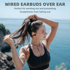 ASKUBSKU Over Ear Wired Earbuds 3.5mm Headphones with Microphone Ear Hooks