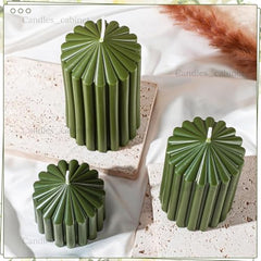 CANDLE CABINETS Ribbed Pillar Candle Set of 3 – 3.2x2 Inch Soy Wax Scented Candles – Minimalist Ribbed Texture for Aesthetic Home Decor & Romantic Gifting (Light Blue)