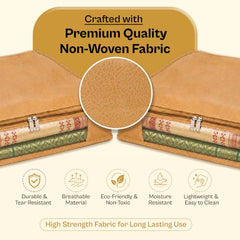 JD FRESH 6 Pcs Non Woven Saree Covers/Storage Bags with Zip Cover/Space Saving Bag with Transparent Window/Wardrobe Cupboard Organizer for Clothes/Lehengas/Bedsheets (17 X 14 x 7 Inch/Orange)