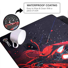SMULY Gaming Mouse Pad, Large Desk Mat 58.5 x 28 cm, Extended Washable Mousepad, Desk Pad, 2mm Thick Non-Slip Rubber Base, Stitched Edges, Smooth Surface (Multicolour) – Red Hoodie Spider Design