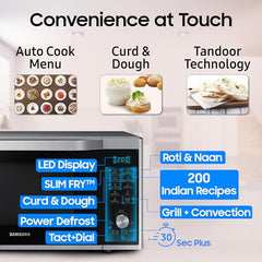 Samsung 32L, Slim Fry, Convection Microwave Oven with Tandoor and Curd making(MC32A7035CT/TL, Stainless Steel, Ceramic Enamel Cavity with 10 Year Warranty)
