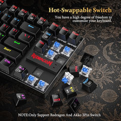 Redragon Kumara K552-RGB LED Backlit USB Mechanical Gaming Keyboard Without Numlock Keys, Black