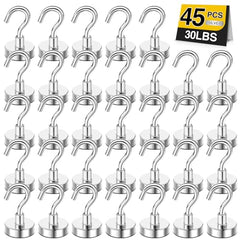 DIYMAG Magnetic Hooks 15pcs 30lbs Cruise Essentials 2026 Magnet Hook | Neodymium Heavy Duty Strong Magnets Hanging Ship Cabins Refrigerator Fridge Classroom Beach Vacation Kitchen Grills Home Tool