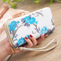 MOMISY Women's PU Leather Clutch Purse, Party Wedding Wallet with Zipper (Blue)