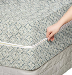 HOMEKART Premium Cotton 220TC 78 x 72 x 8 King Size Double Bed Mattress Cover Protector with Zip/Chain|Provides All Around Protection - 1 pc Multicolor (Grey, 78 x 72 x 8)