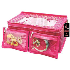 VR ATULIT BY CHOOSY 12 Flap Saree Bag | Clothes Storage Bag for Sarees, Blankets | Large Storage Bag for Clothes with Transparent Zip Covers | Foldable Quilted Bag Organizer with Handle for Wardrobe