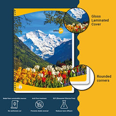 YOUVA Navneet|Spiral Long Book For Students And Executives|Spiral Bound With Safety Lock|A4 Size -21 X 29.7 Cm|Single Line|400 Pages|Pack Of 1