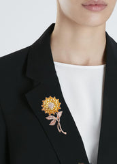 SYGA Brooch Pin Fashion Crystal Rhinestone Jewellery Pin Vintage Clothing Accessories Decoration Pearl Sunflower Brooches For Women- S233