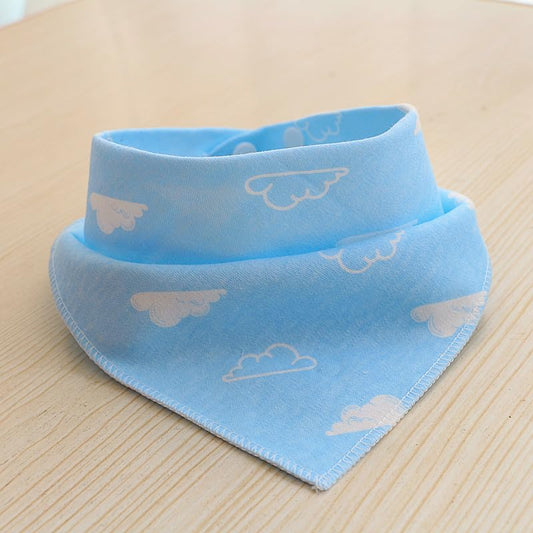 SYGA 2 Pcs Baby Feeding Bibs Triangular Cotton Bibs Apron Bibs Adjustable Closure for Infant Toddler 0 to 3 Years Baby - Pack Of 2 (WhiteCloud)