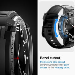 Spigen Rugged Armor Pro for Samsung Galaxy Watch 6 Classic 47mm Case with Strap Band - Black