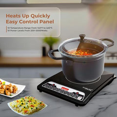 CADLEC CookMate 2000W Induction Cooktop for Home & Kitchen | Sleek & Modern Design, 7 Cooking Modes, LED Display, Auto Shut-Off & Overheat Protection | BIS Approved, 2-Year Warranty | Black