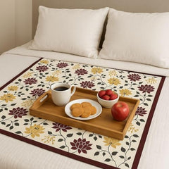 Homerz Premium Bed Server Food Mat Reversible Bed Server, Mattress Protector for Home | Food Mat for Kids, Size 36x36 inch, Double Side use Kitchen, Cupboard, Drawer, Wardrobe (Brown Lotus New)