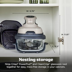 Ninja Crispi 1700W CleanCrisp Glass Air Fryer | 1.4L & 3.8L containers, Microwave, Freezer and PFAS Safe, Non-Toxic Glass Portable Cooking System with 2 year Warranty
