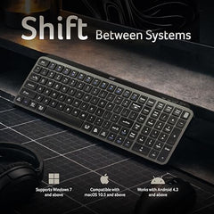 Acer KeyPro X105 Wireless Keyboard I Dual Mode 2.4GHz USB + BT 5.0 I 105 Keys Full Size Keyboard I Rechargeable 400mAh Battery I USB-C Charging I 64H Use I Windows Mac Android Compatible I Space Grey