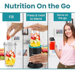 Crompton Ameo Blend | Nutri blender | Smoothie Maker | Mixer Grinder | 400 watts powerful motor | 2 Food grade jars | Sipper Cap | Storage lid | 2 years warranty | Black & Sea Green Color